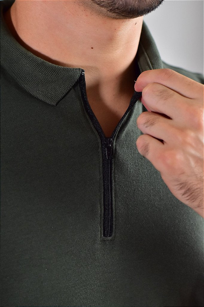 Gola Polo Zíper Nobre Men - Verde Oliva