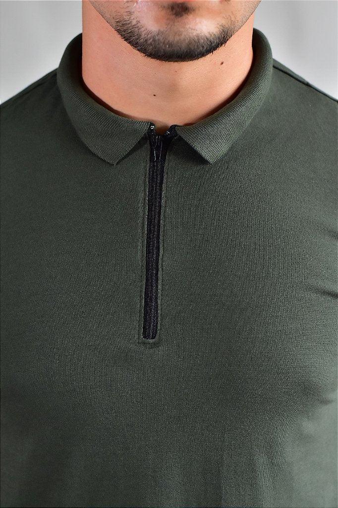 Gola Polo Zíper Nobre Men - Verde Oliva